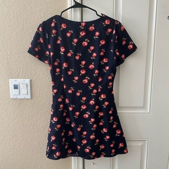 Kittenish Floral Wrap Mini Dress - Picture 4 of 5